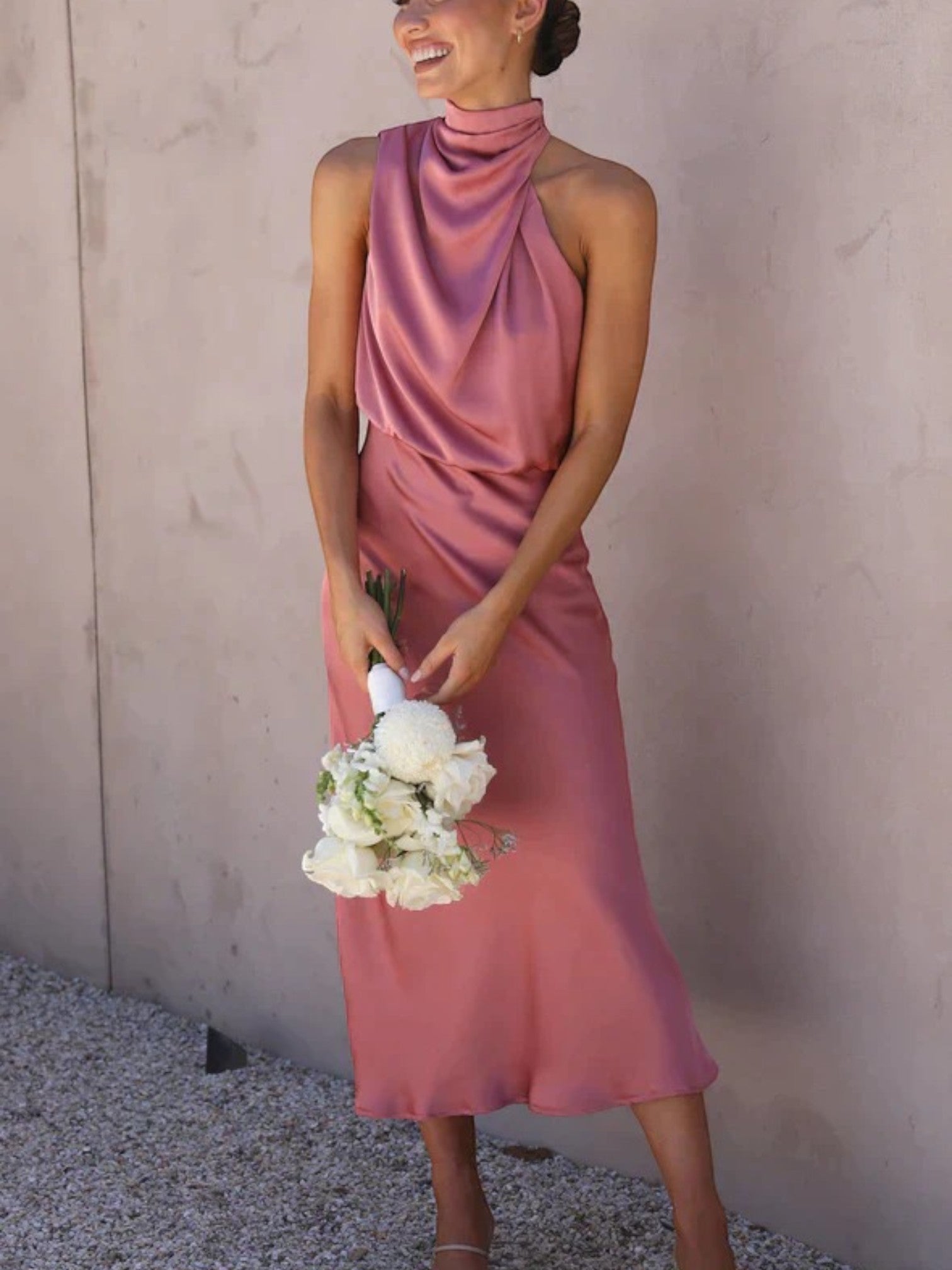 Amanda | Robe Élégante À Col Licou Pour Femmes | Maxi