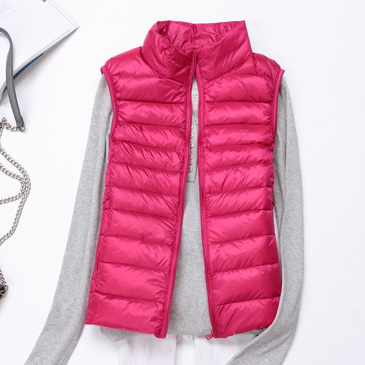 Gilet D'hiver Matelassé Avec Fermeture Éclair Pour Femme | Sans Manches