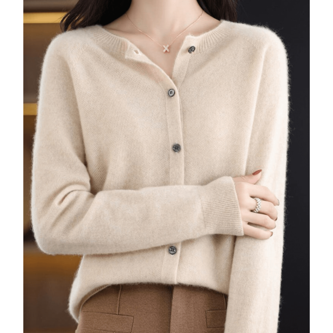 Cardigan En Cachemire Col Rond Pour Femme | Boutonné Devant