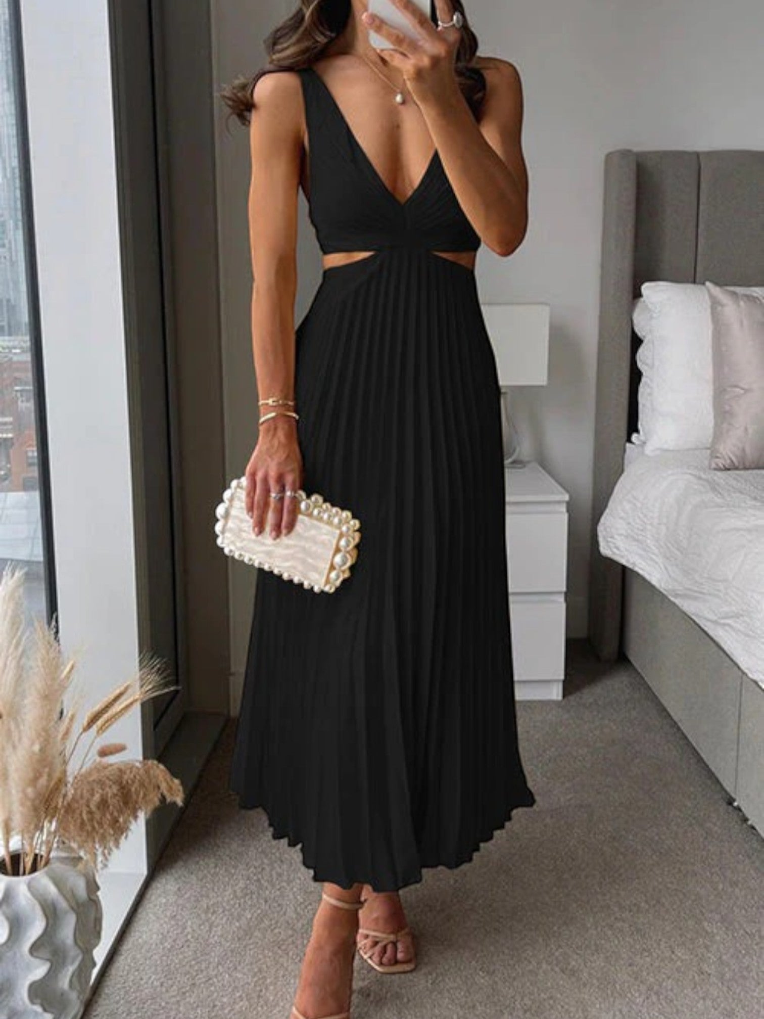 Noor | Vestido Elegante Sin Mangas Con Cuello En V Para Mujer | Midi