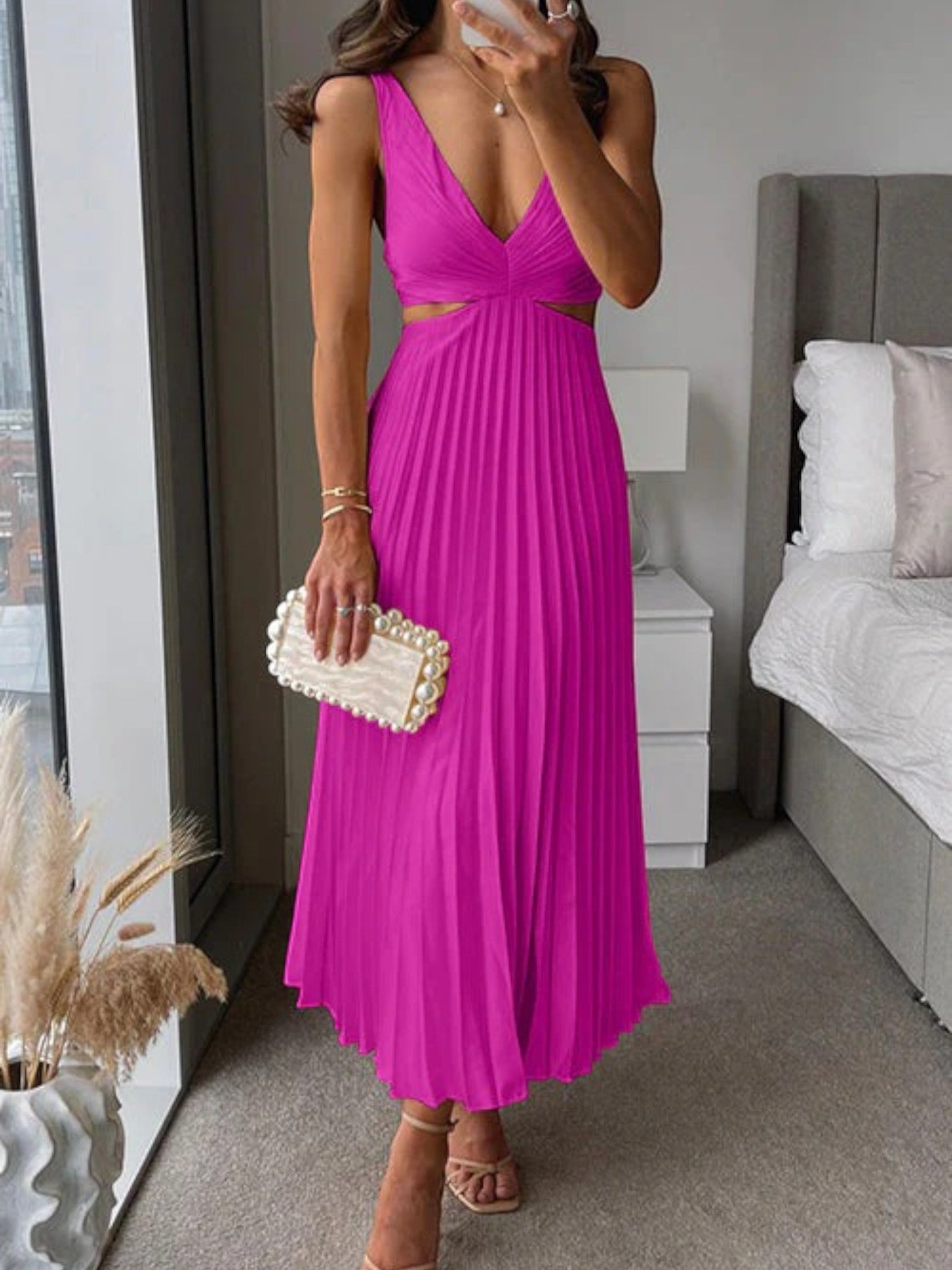 Noor | Vestido Elegante Sin Mangas Con Cuello En V Para Mujer | Midi