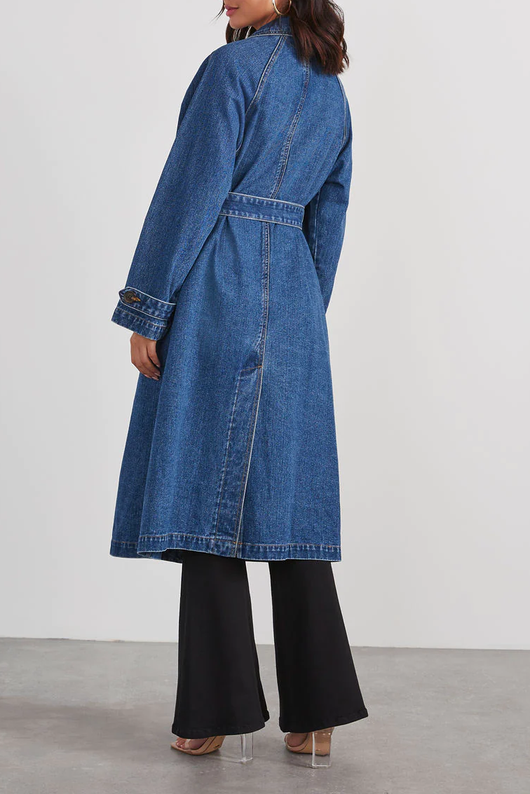 Manteau Long En Jean Pour Femme | Manches Longues