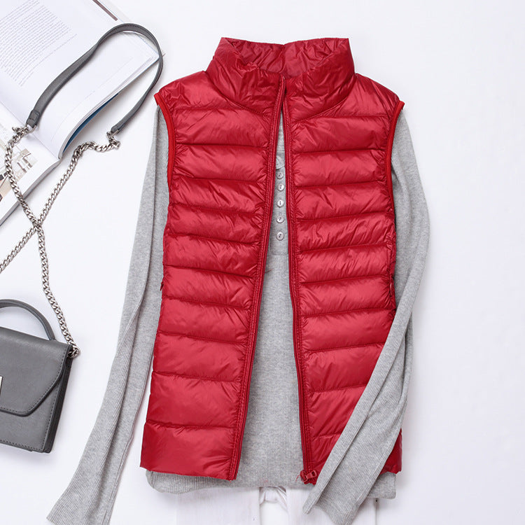 Gilet D'hiver Matelassé Avec Fermeture Éclair Pour Femme | Sans Manches