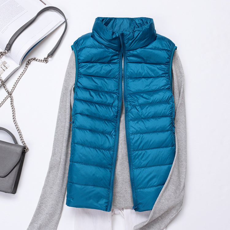 Gilet D'hiver Matelassé Avec Fermeture Éclair Pour Femme | Sans Manches