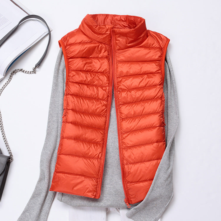 Gilet D'hiver Matelassé Avec Fermeture Éclair Pour Femme | Sans Manches