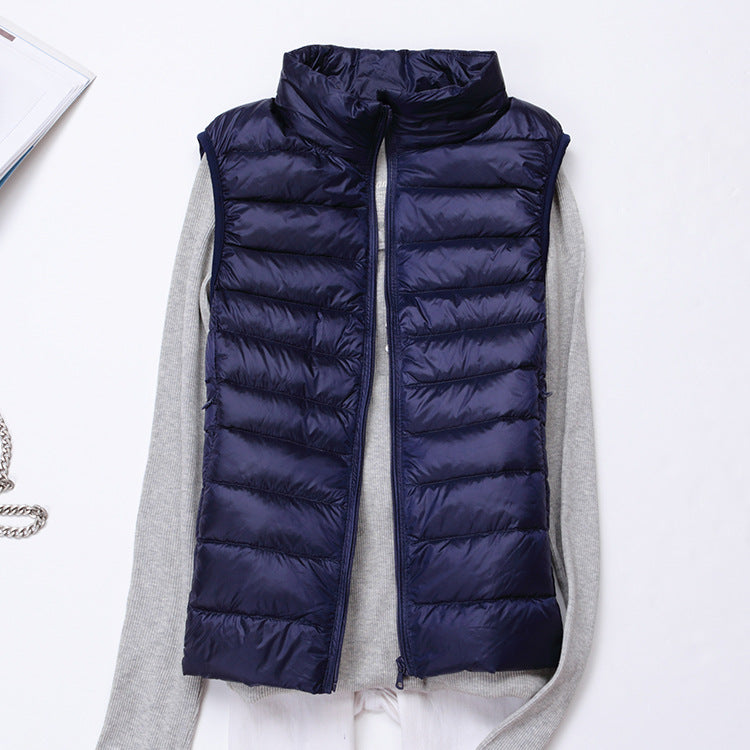 Gilet D'hiver Matelassé Avec Fermeture Éclair Pour Femme | Sans Manches