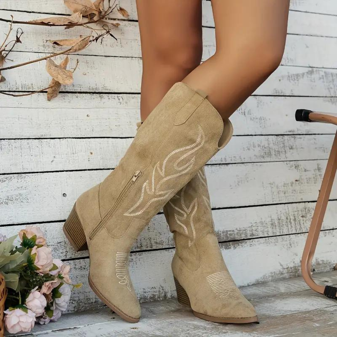 Bottes À Talons Épais Pour Femme | Fermeture Éclair Latérale