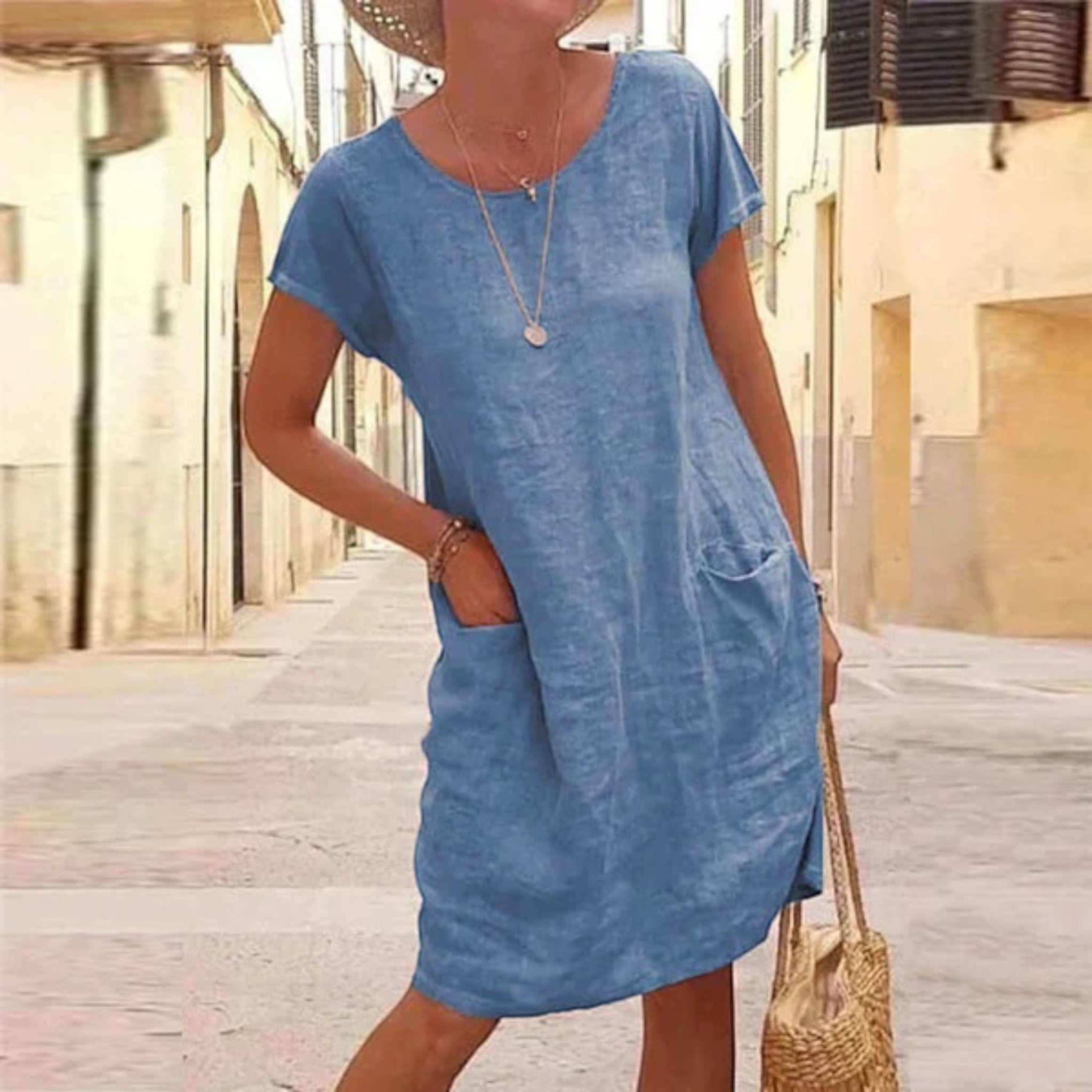 Amanda | Robe Chemise D'été Décontractée Avec Poche Pour Femmes