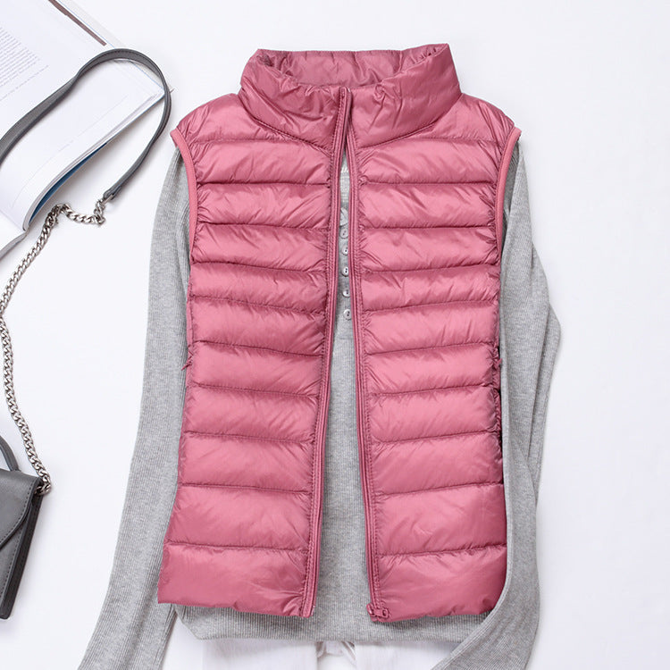 Gilet D'hiver Matelassé Avec Fermeture Éclair Pour Femme | Sans Manches