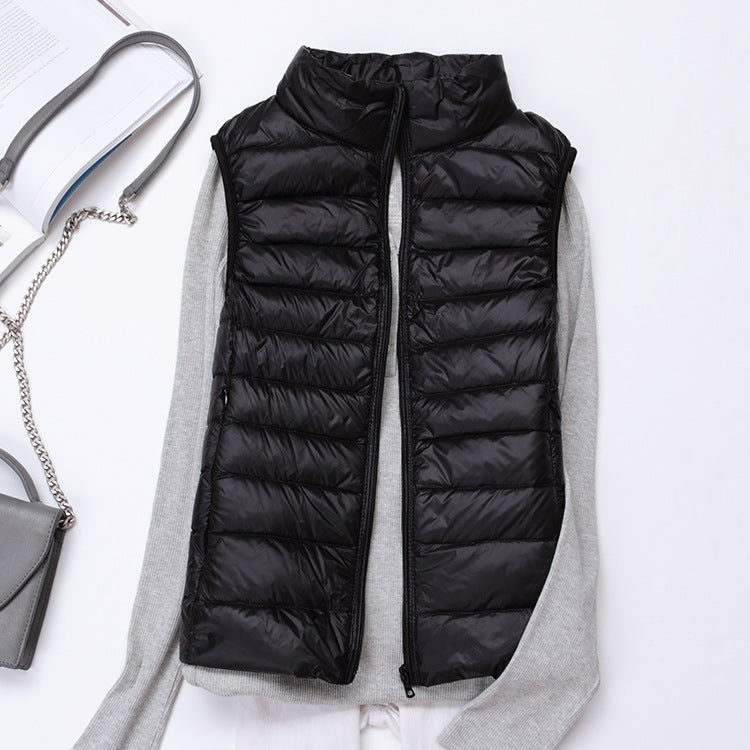 Gilet D'hiver Matelassé Avec Fermeture Éclair Pour Femme | Sans Manches