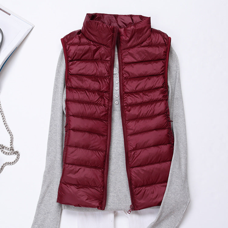 Gilet D'hiver Matelassé Avec Fermeture Éclair Pour Femme | Sans Manches