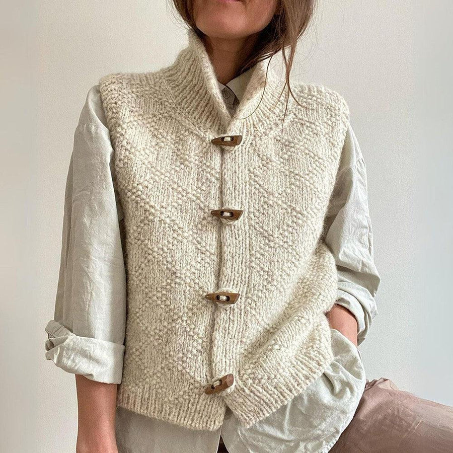 Gilet En Tricot Classique Avec Fermeture À Boutons Pour Femme | Beige