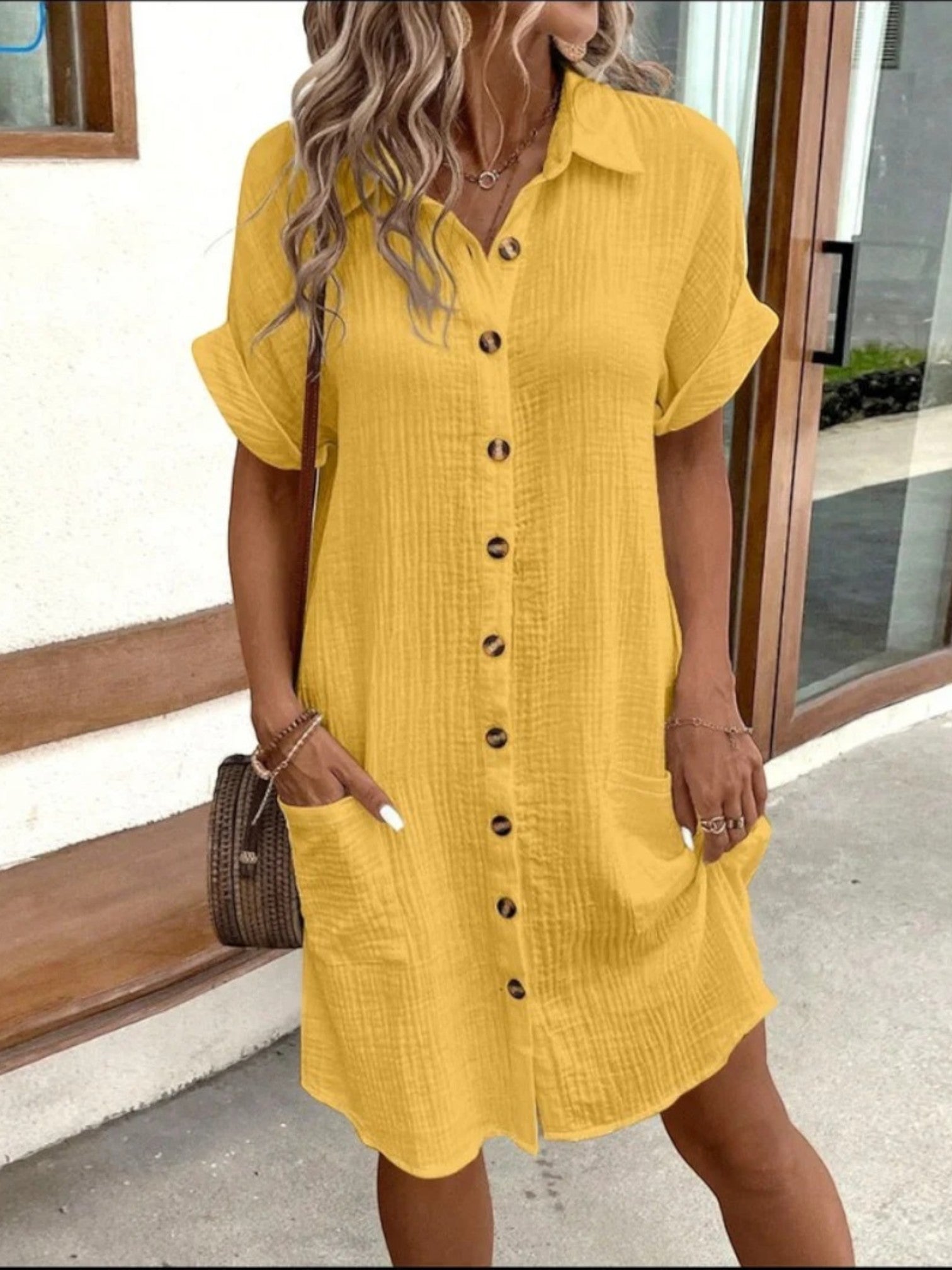 Amara | Robe Chemise D'Été Midi Avec Poches