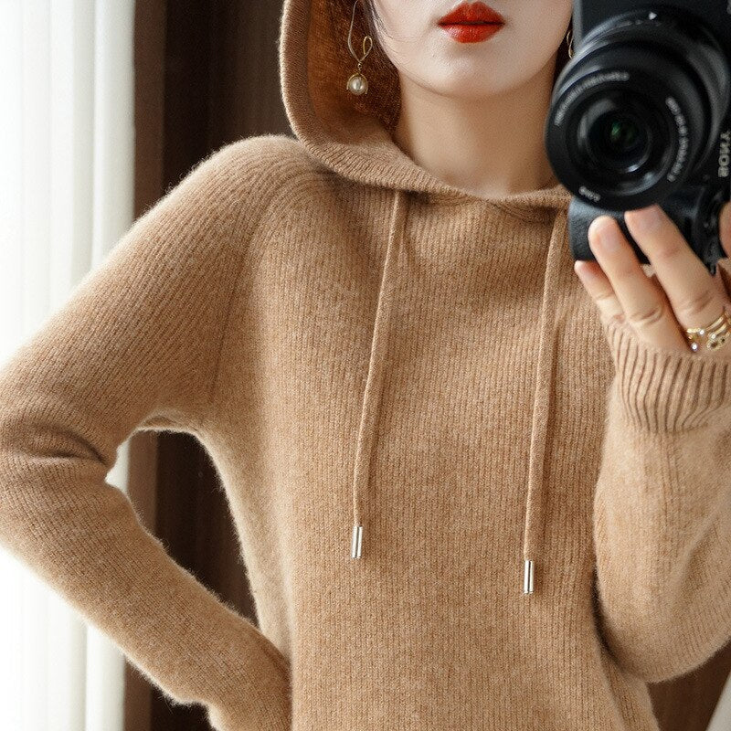 Sweat À Capuche Tricoté À Manches Longues Pour Femme | Hiver
