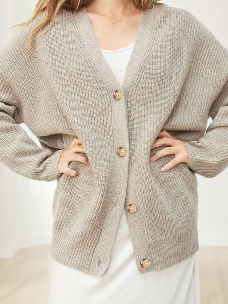 Cardigan D'hiver Oversize Boutonné Pour Femme | Manches Longues