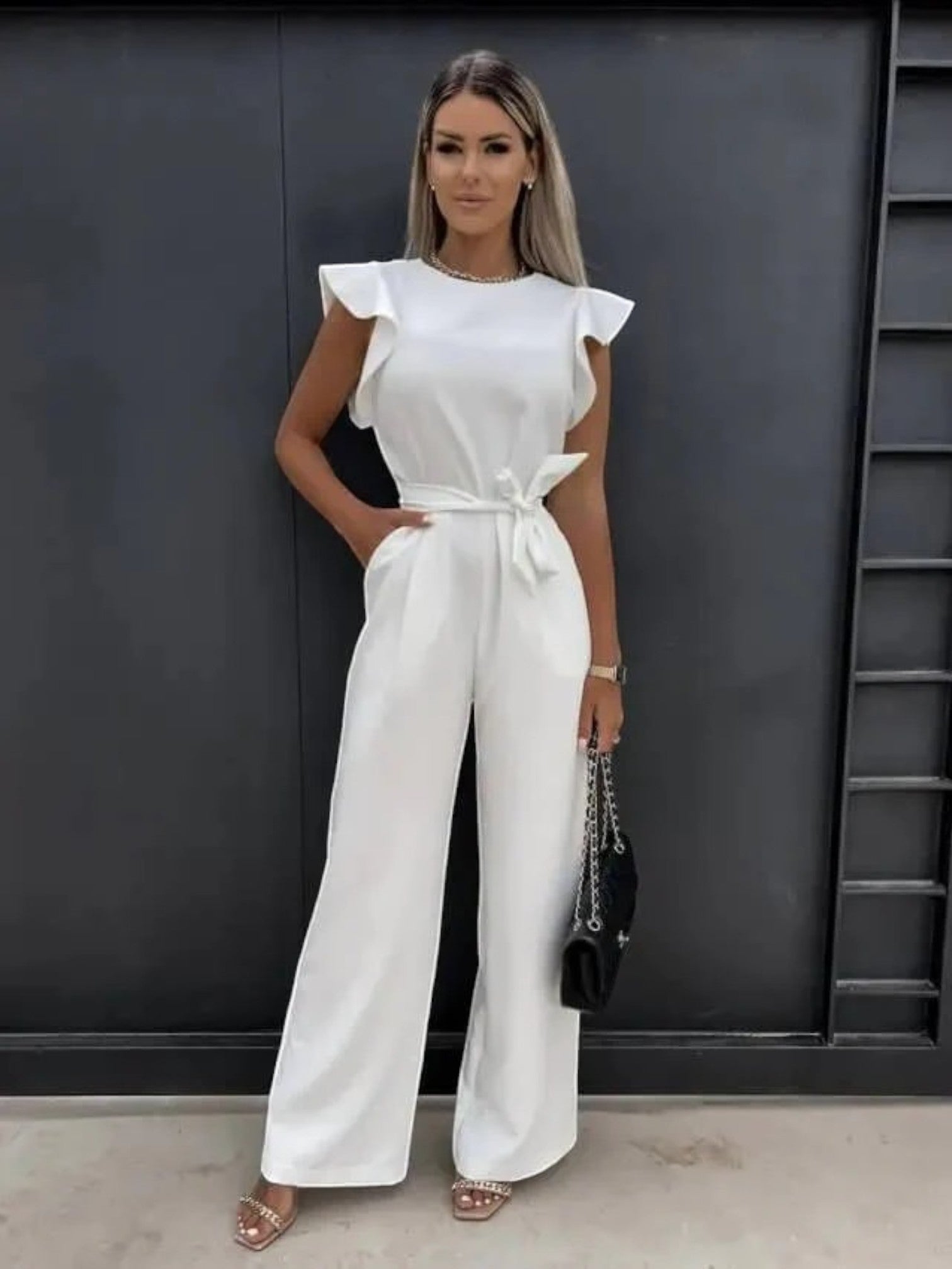 Maëlle | Combinaison Chic À Taille Nouée Pour Femmes | Manches À Volants