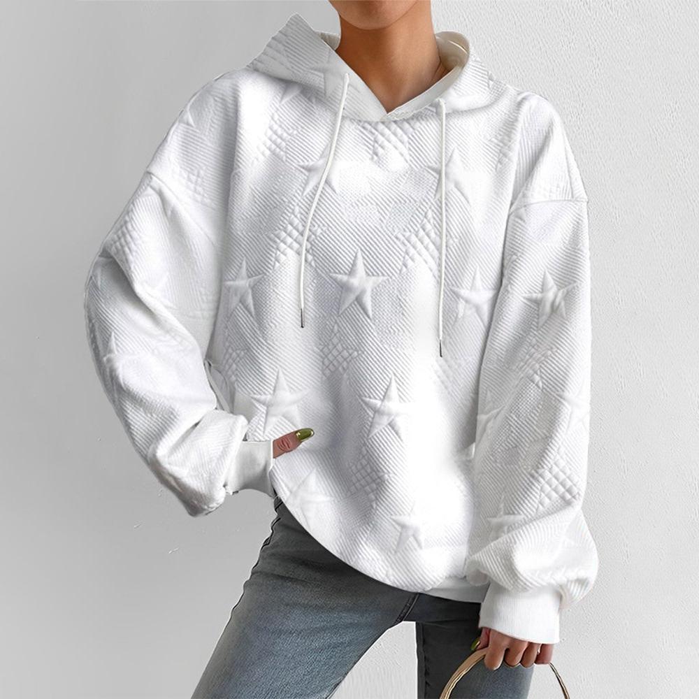 Sweat À Capuche Blanc Avec Étoiles En Relief Pour Femme | Automne