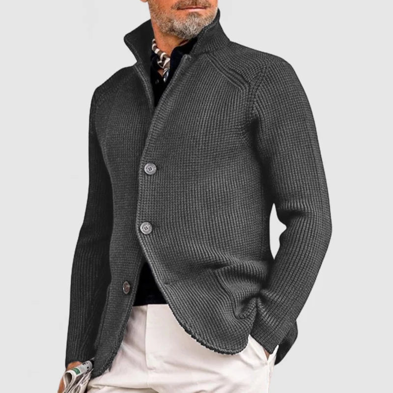 Blazer En Maille Côtelée À Col Montant Pour Homme | Manches Longues