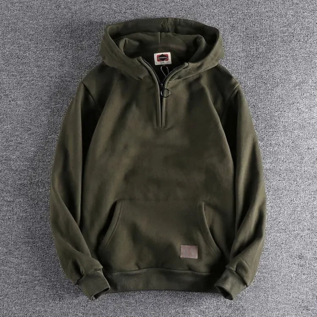 Sweat À Capuche D'hiver Pour Homme Avec Poche | Demi-zip