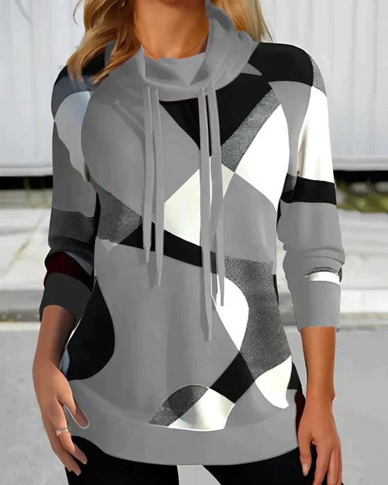 Sweat À Capuche À Motifs Géométriques Pour Femme | Manches Longues
