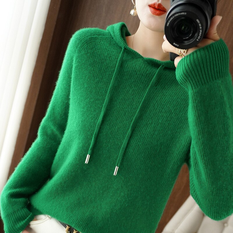 Sweat À Capuche Tricoté À Manches Longues Pour Femme | Hiver