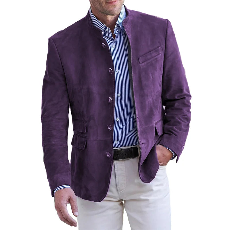 Veste Simple Boutonnage À Col Mao Pour Homme | Décontractée