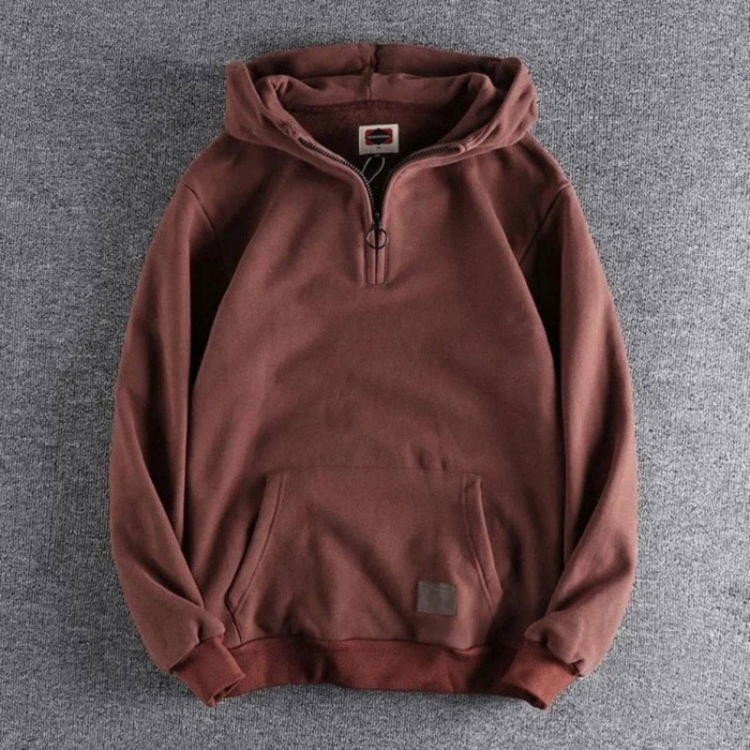 Sweat À Capuche D'hiver Pour Homme Avec Poche | Demi-zip