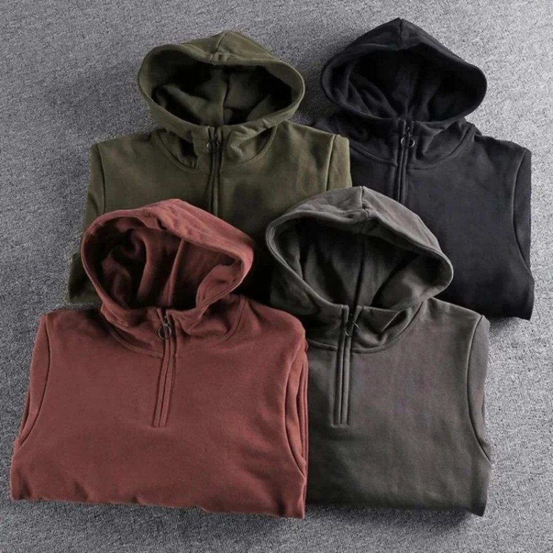Sweat À Capuche D'hiver Pour Homme Avec Poche | Demi-zip