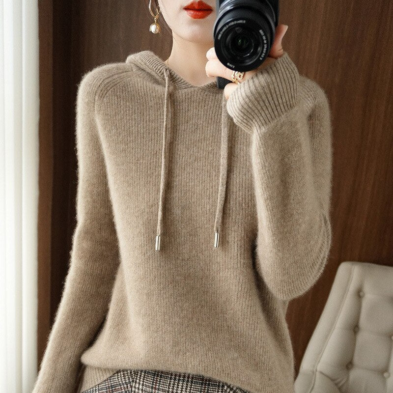 Sweat À Capuche Tricoté À Manches Longues Pour Femme | Hiver