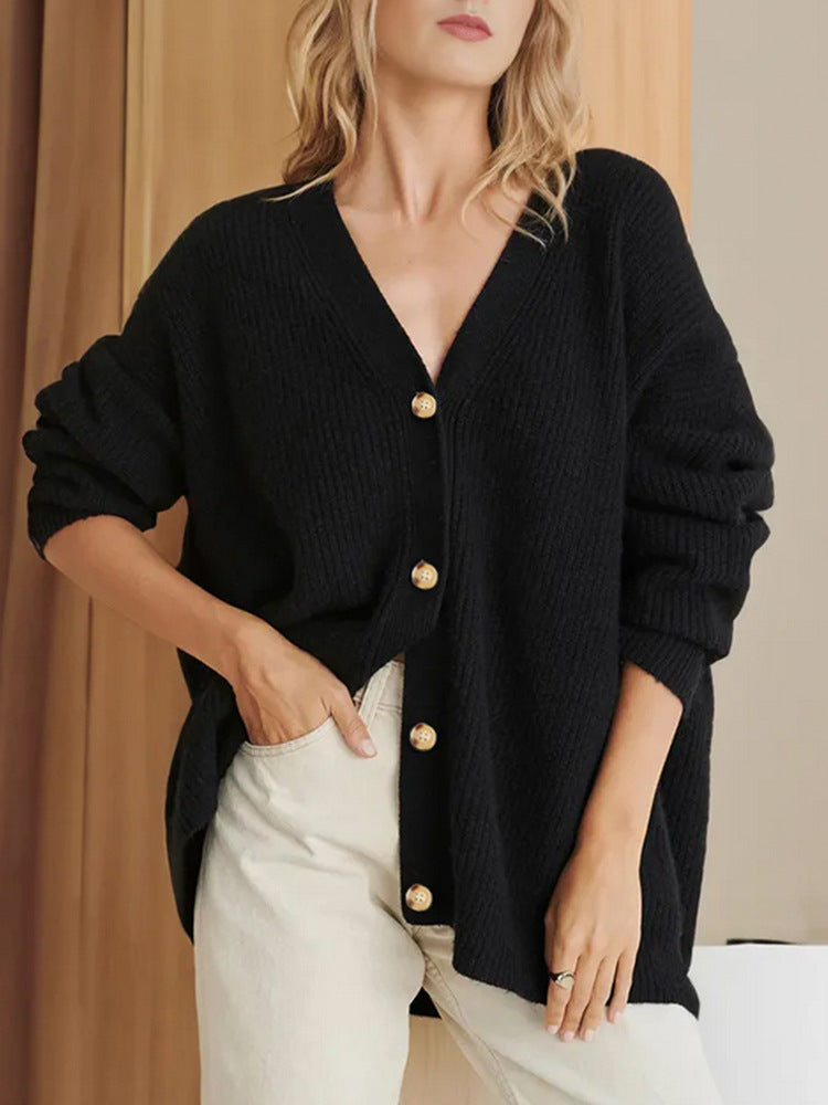 Cardigan D'hiver Oversize Boutonné Pour Femme | Manches Longues