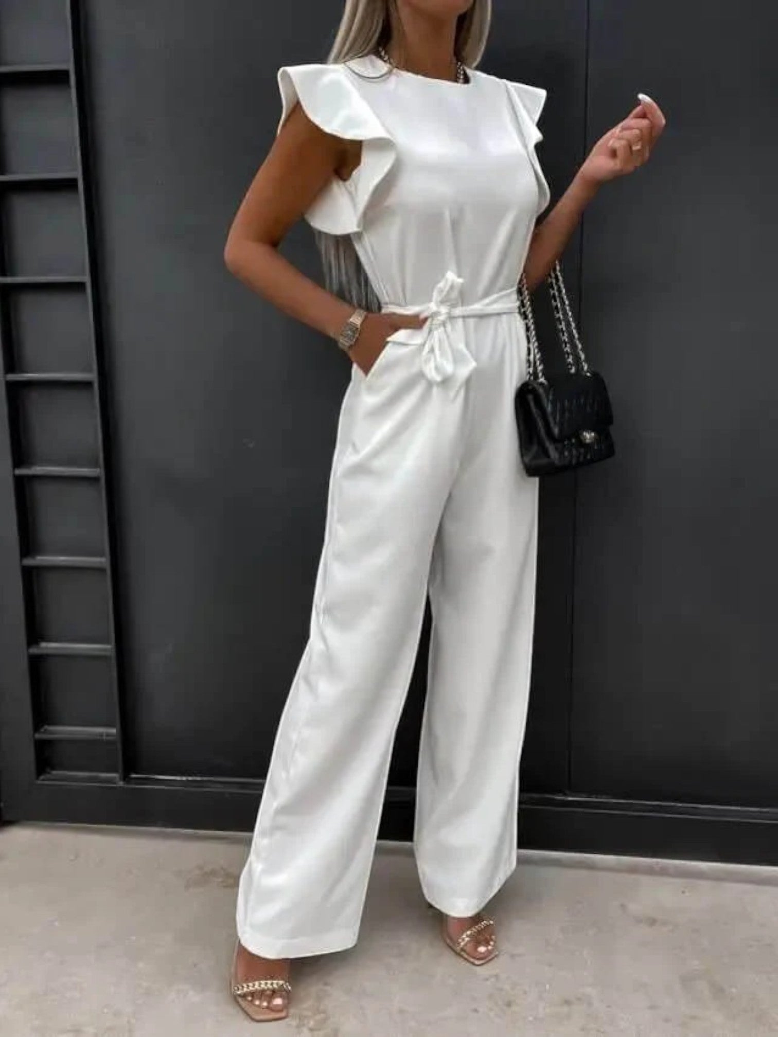 Maëlle | Combinaison Chic À Taille Nouée Pour Femmes | Manches À Volants