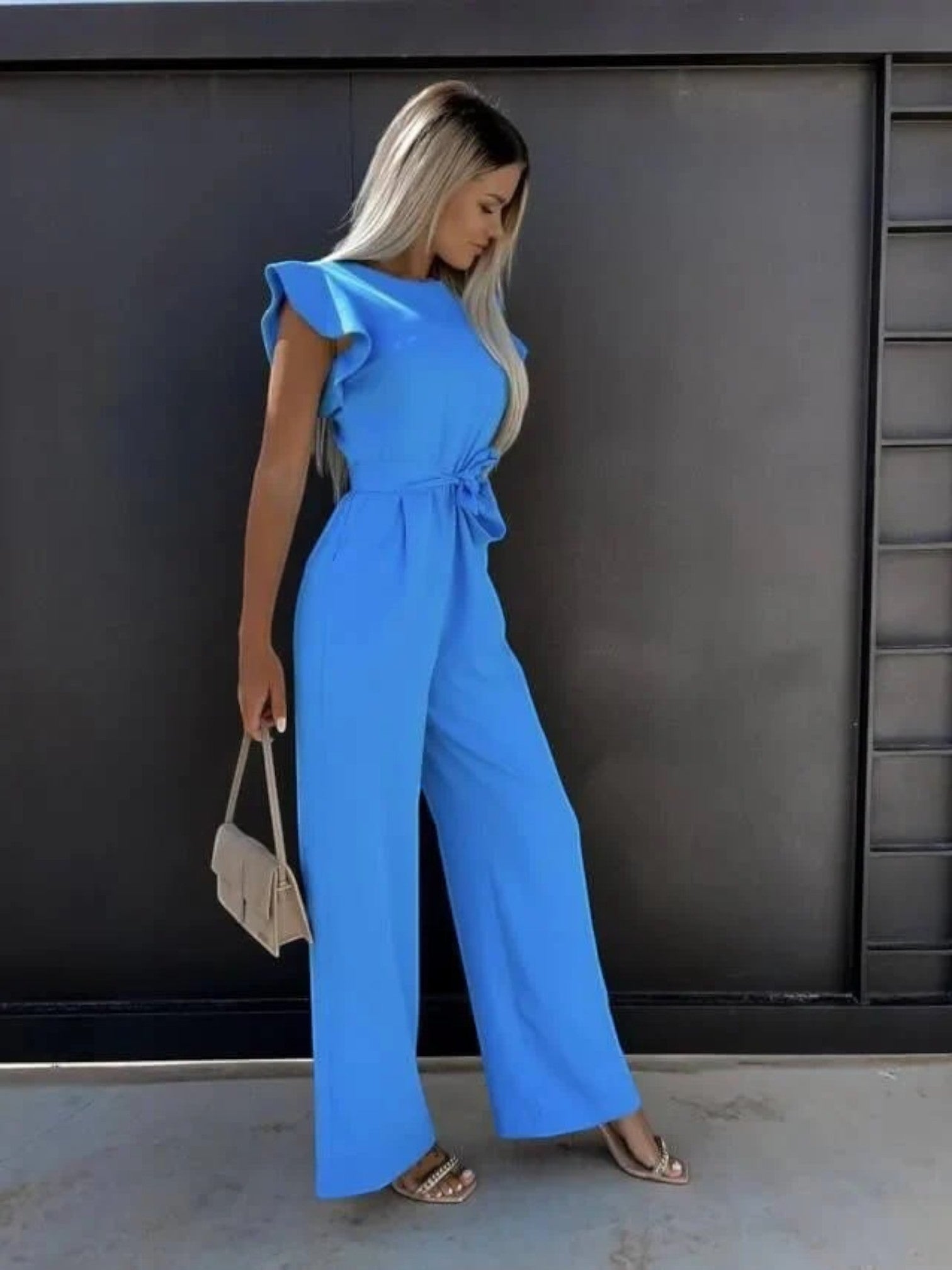 Maëlle | Combinaison Chic À Taille Nouée Pour Femmes | Manches À Volants