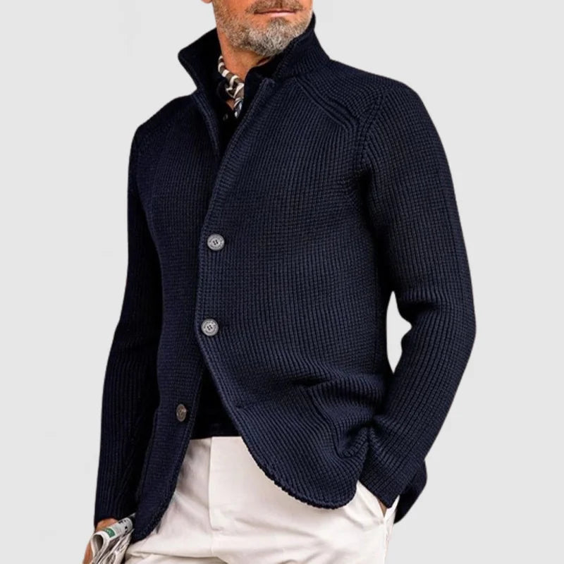 Blazer En Maille Côtelée À Col Montant Pour Homme | Manches Longues