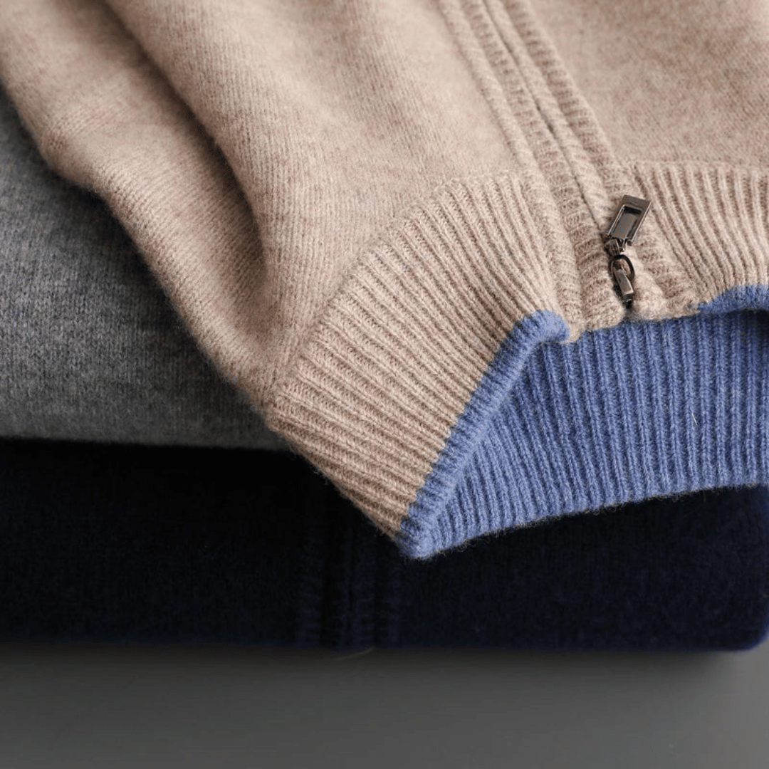 Veste Zippée En Cachemire Pour Homme Pour L'hiver | Manches Longues