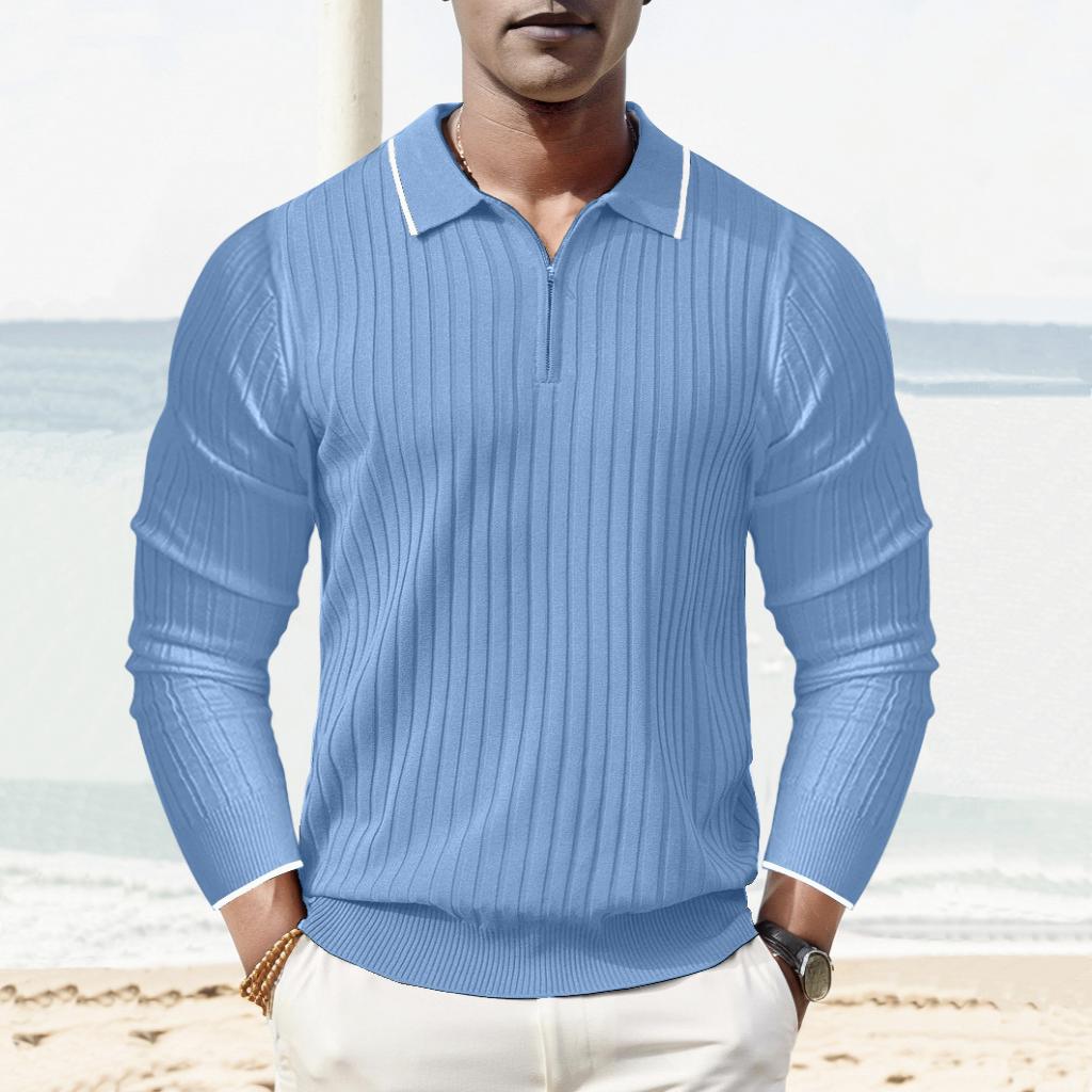 Polo En Maille Côtelée Pour Homme | Moderne