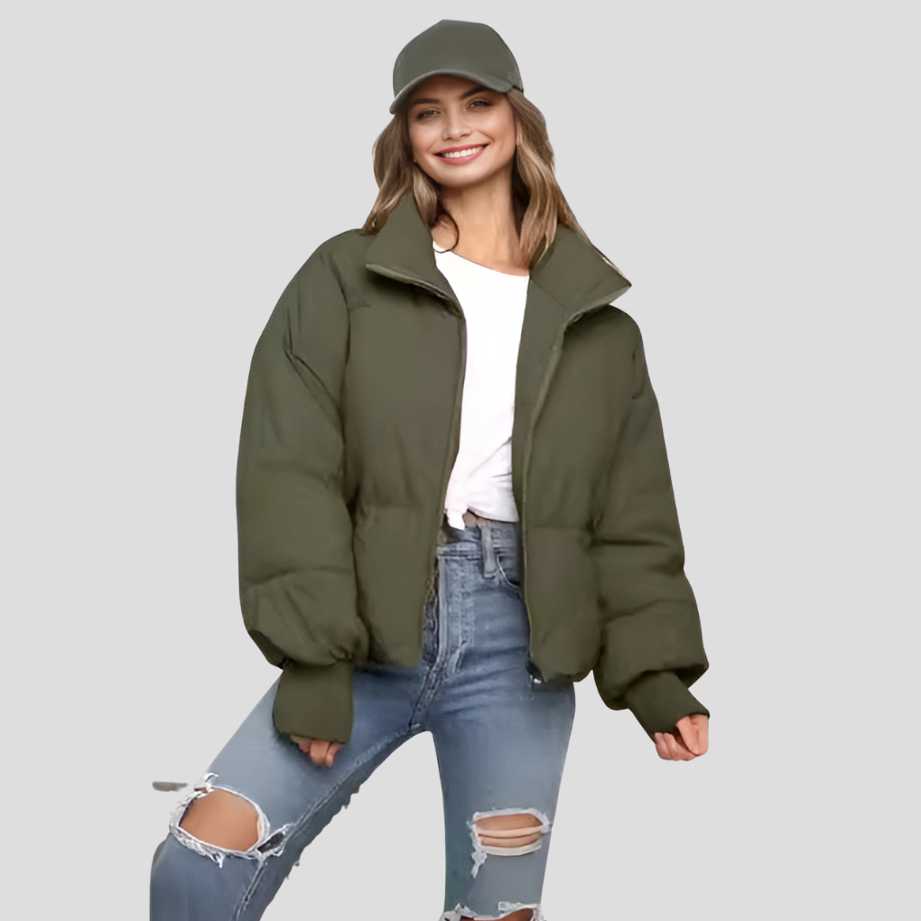 Veste Doudoune D’Hiver Pour Femme Avec Col Haut | Matelassée