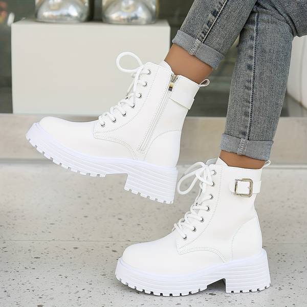 Bottes Blanches En Cuir Pour Femme | Zippé
