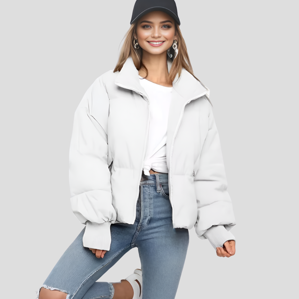 Veste Doudoune D’Hiver Pour Femme Avec Col Haut | Matelassée
