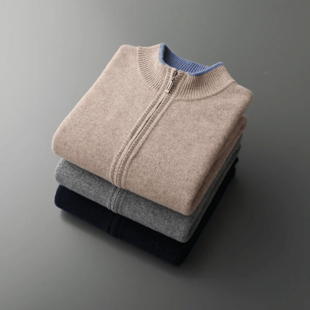 Veste Zippée En Cachemire Pour Homme Pour L'hiver | Manches Longues