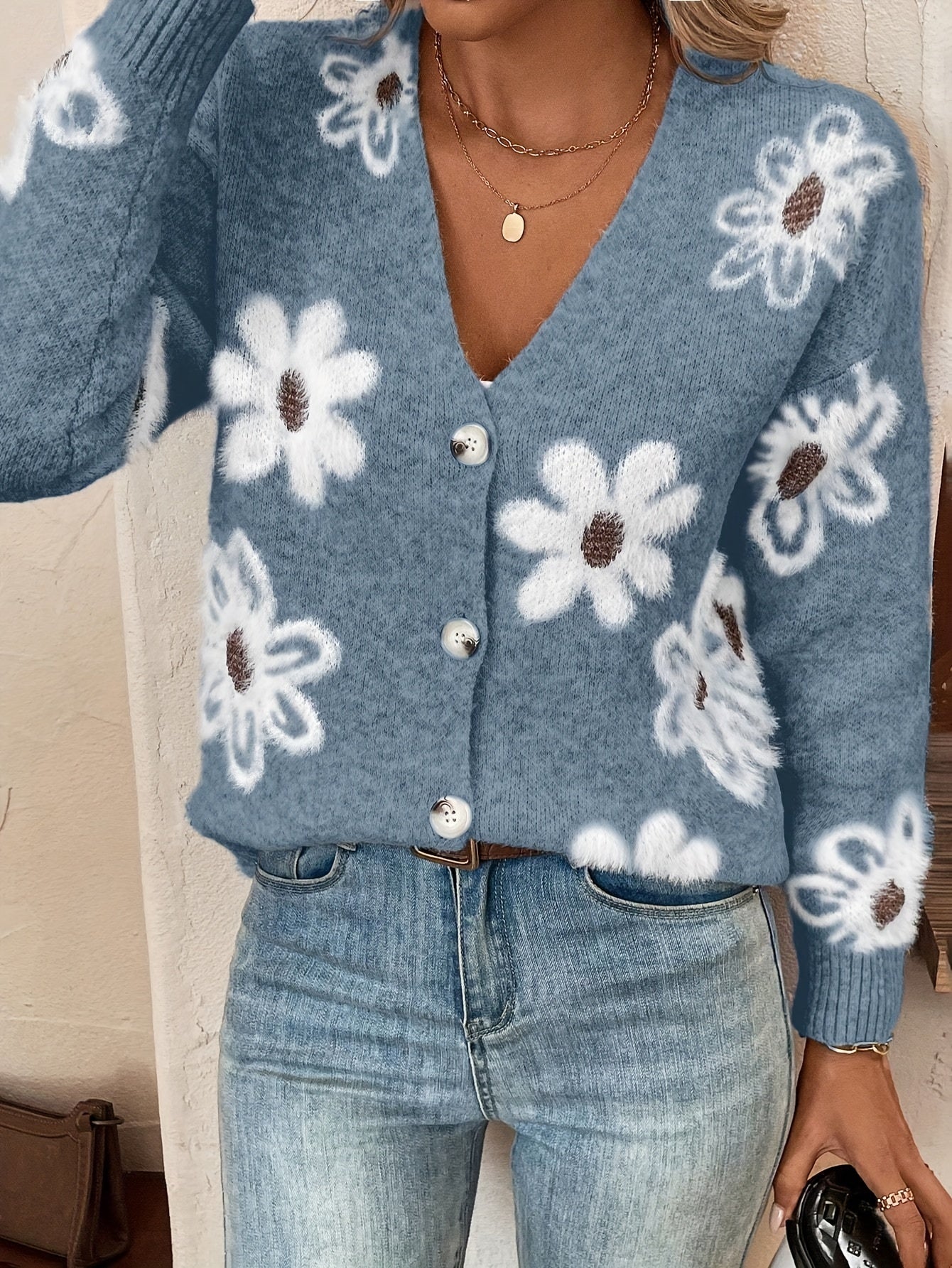 Cardigan Col V Femme | Manches Longues