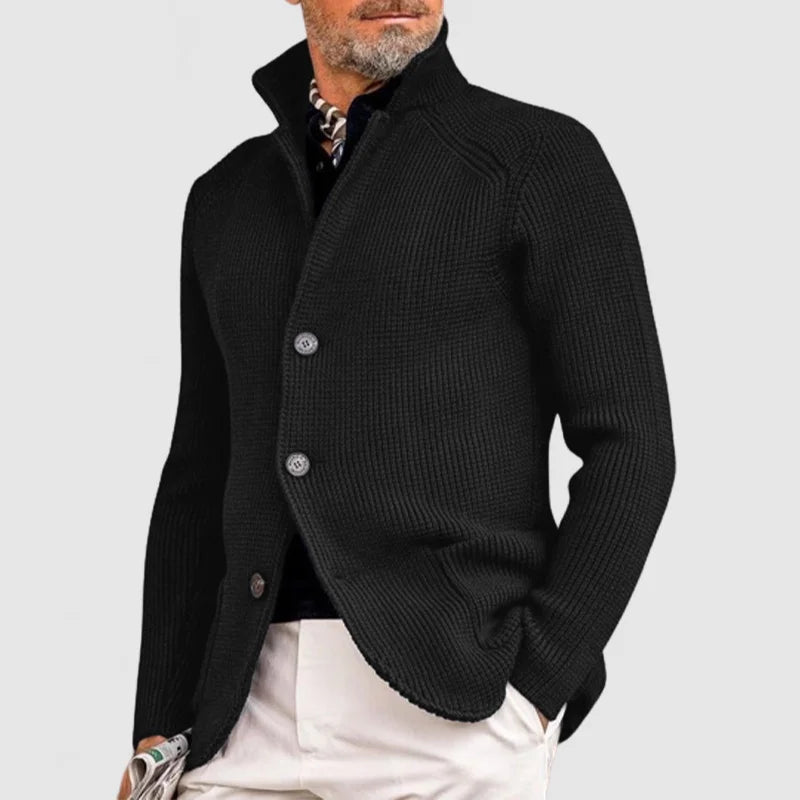 Blazer En Maille Côtelée À Col Montant Pour Homme | Manches Longues
