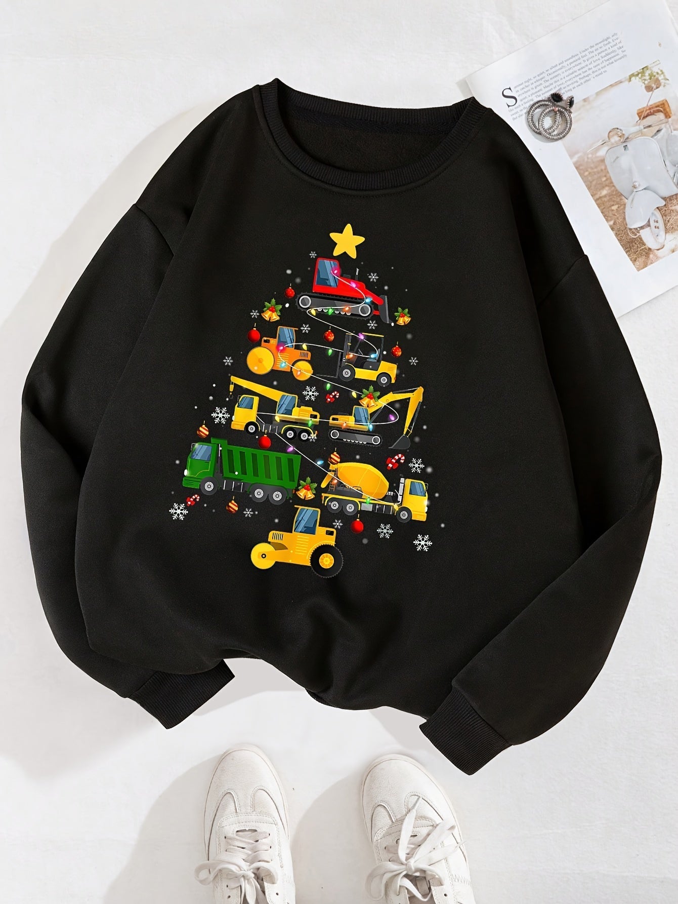 Sweat À Capuche En Polaire Avec Imprimé Graphique Pour Enfants | Sapin De Noël