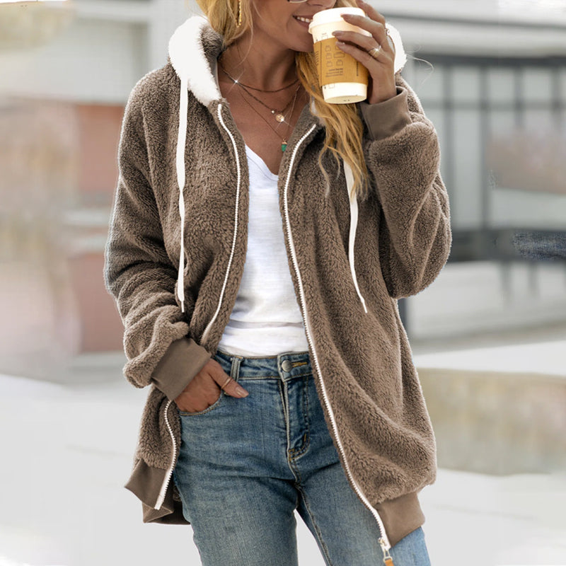 Manteau En Peluche À Capuche Pour Femme | Hiver