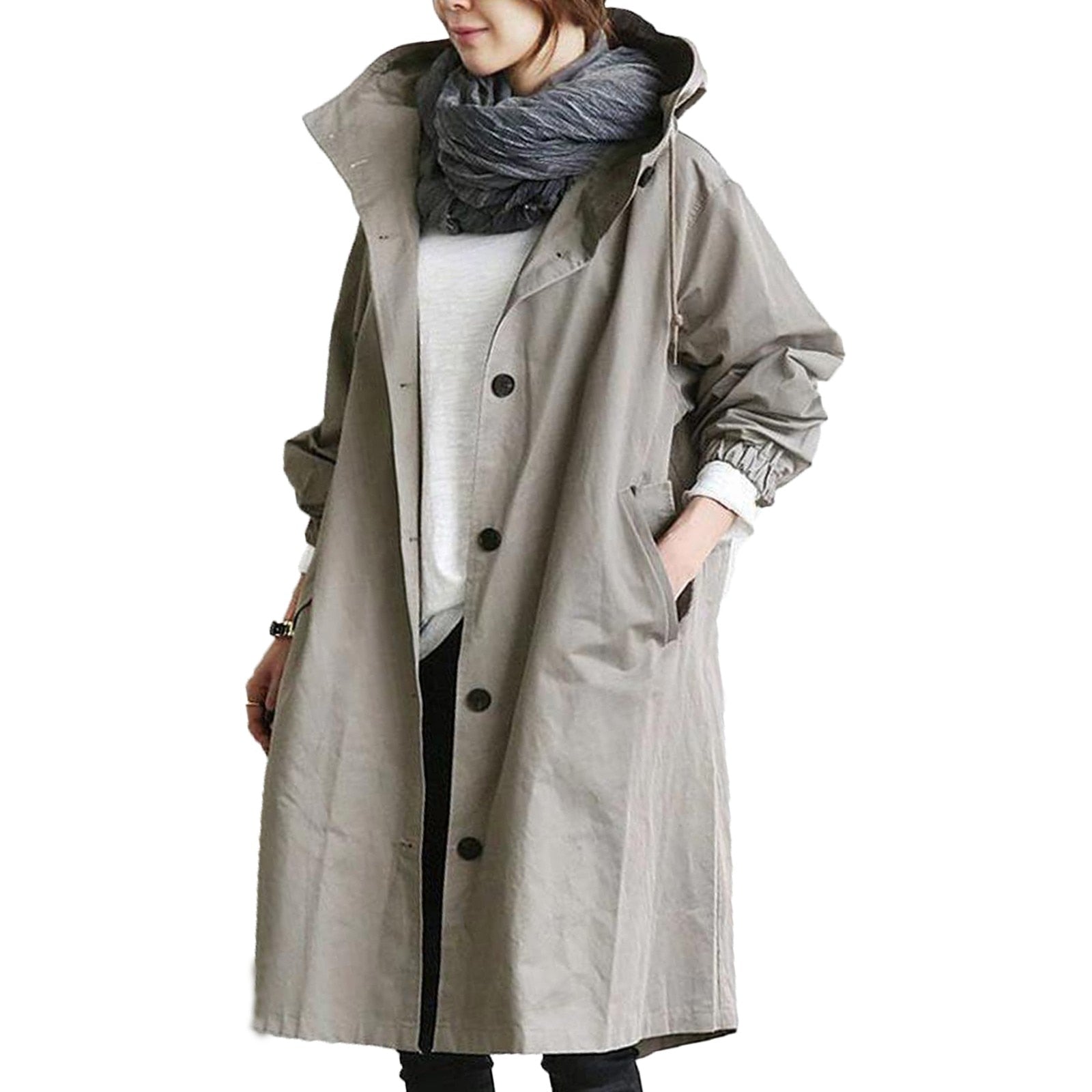 Imperméable Long Décontracté Pour Femme | Capuche
