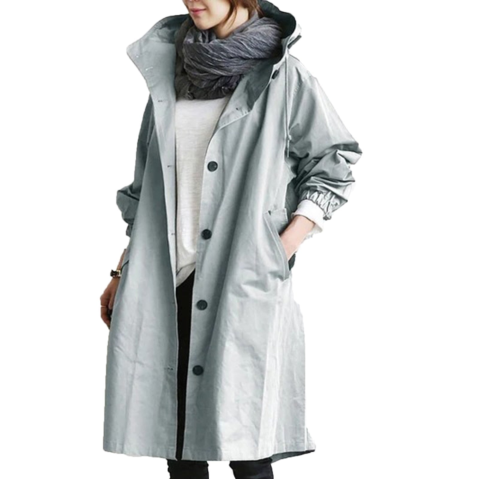 Imperméable Long Décontracté Pour Femme | Capuche