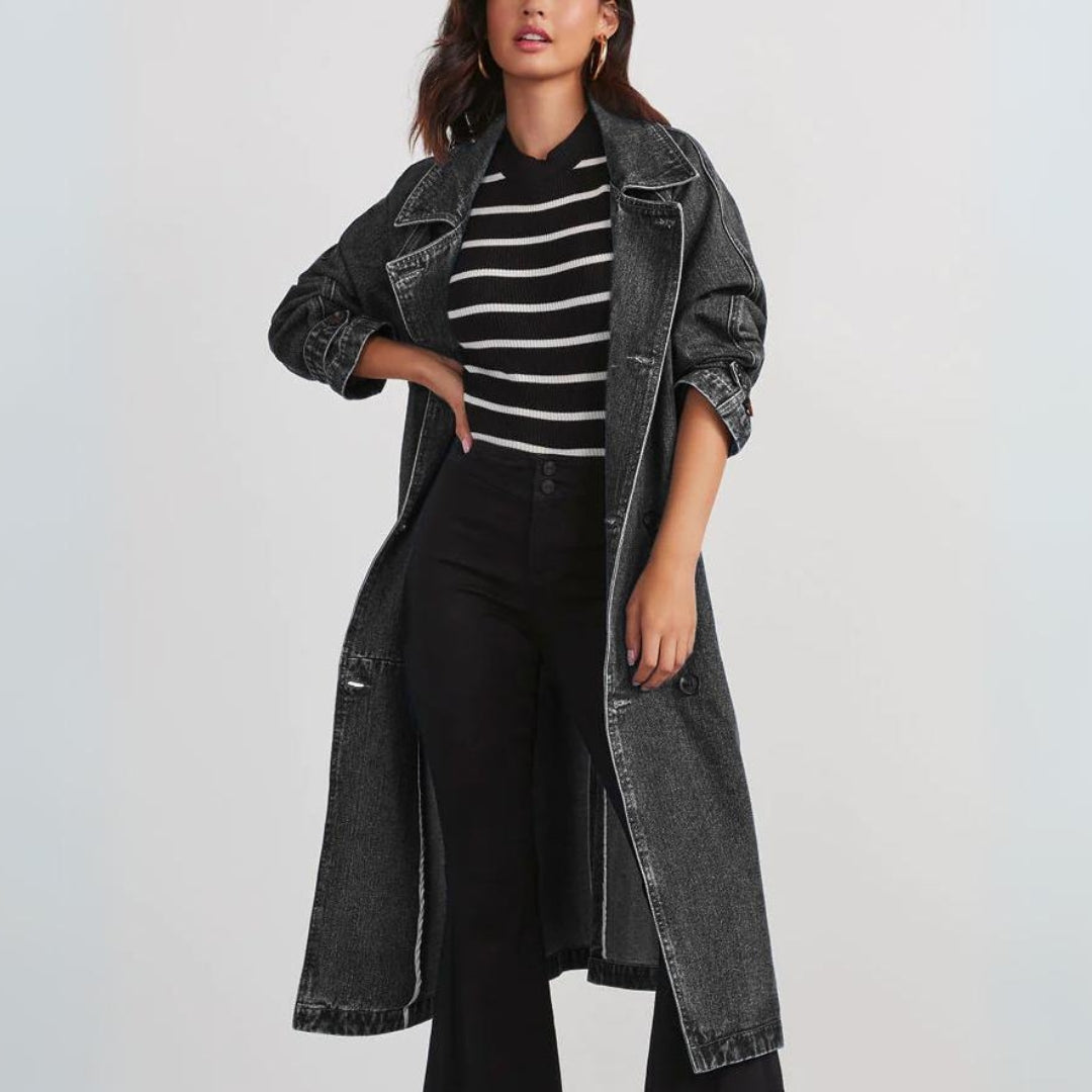 Manteau Long En Jean Pour Femme | Manches Longues