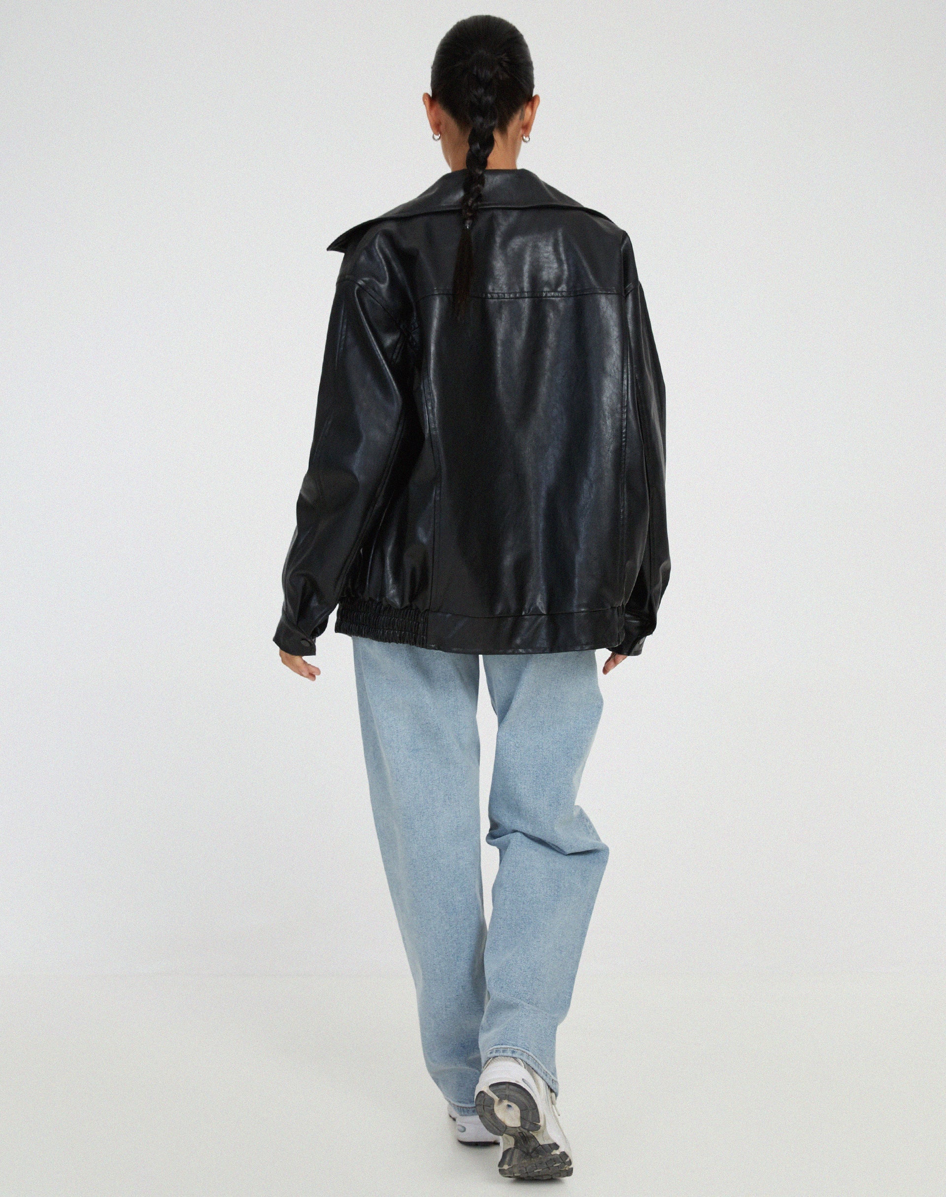 Veste En Cuir Surdimensionnée À Manches Longues Pour Femmes | Automne