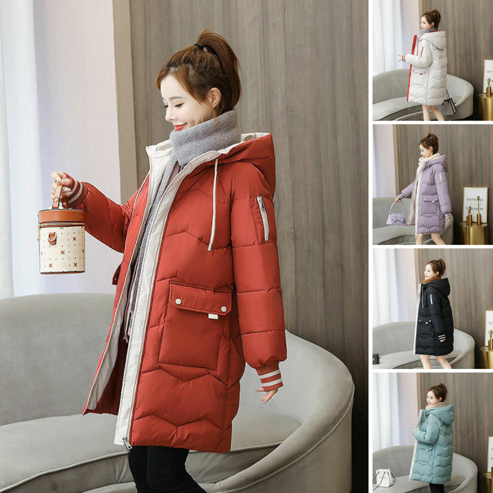 Manteau D'hiver Matelassé À Capuche Pour Femme | Fermeture Éclair