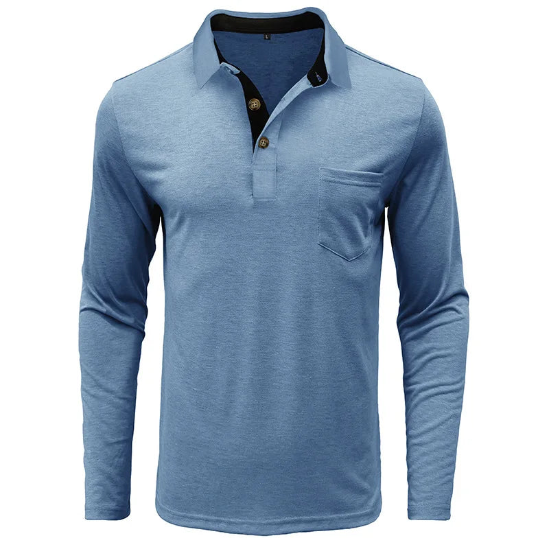 Polo À Manches Longues Pour Homme | Poche Poitrine