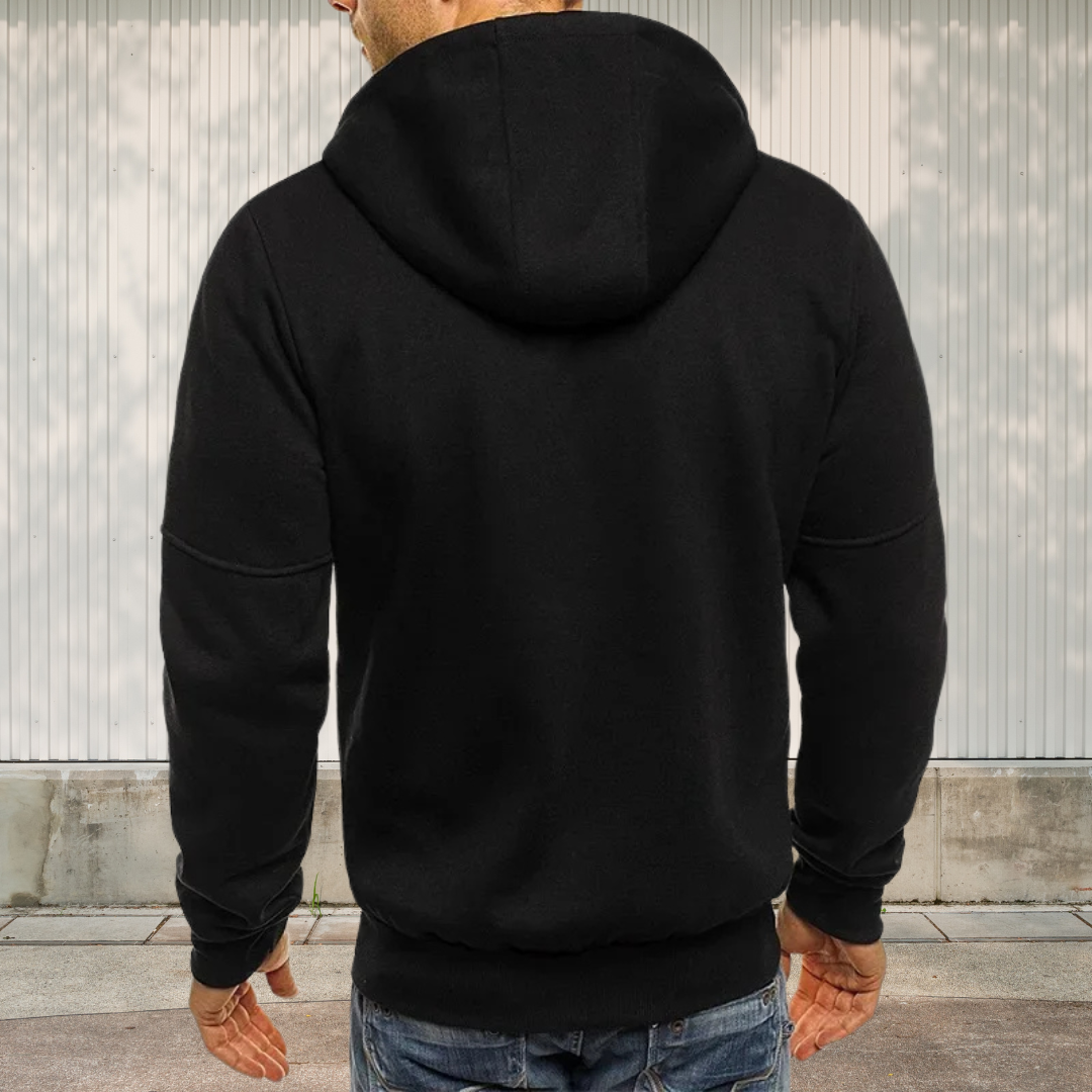 Veste Simple À Capuche Et Fermeture Éclair Pour Homme | Hiver